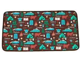 Camping Memory Foam Bath Rug Bears Fishing Tents Canoes Camp Fire on Bro... - $27.86 CAD