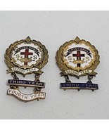 2 Episcopal Sunday School Pin Brooch Little System Second Third Fourth Year - $28.40