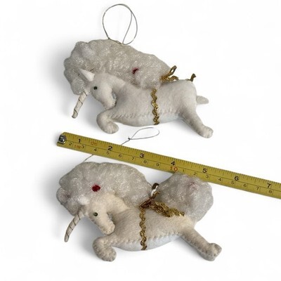Unicorn Christmas Ornaments Holiday Tree Decor Animal Magical Felt Dried Flowers Item image 3