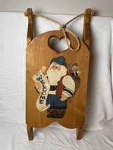 Hand painted 1989 Christmas Wooden Sled Santa St. Nicholas “Welcome” 26”x11” - £25.81 GBP