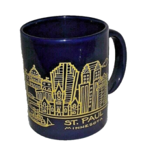 Cityscape Minnesota St. Paul Coffee Mug 1991 Skyline Blue Gold DS Art Souvenir - £13.75 GBP