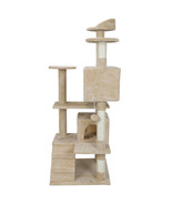 Kitten Cat Tree 53&quot; House Play Tower Scratcher Beige Condo Post Bed Furn... - £69.52 GBP