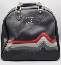 VINTAGE 1970s Brunswick Single Ball Black/Red/Gray Bowling Bag with Rack  - $28.04