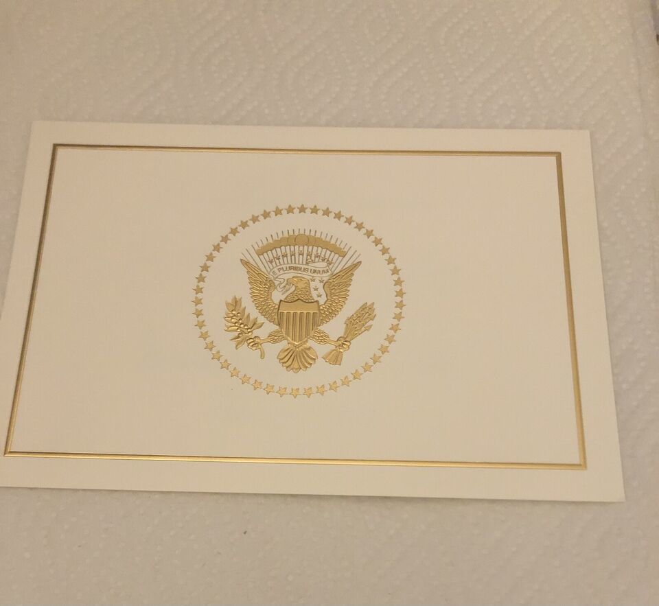 Primary image for TRUMP  WHITE HOUSE CHRISTMAS CARD 2017 GOLD GOP REPUBLICAN SIGNATURE DONALD RARE