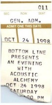 Vintage Acústica Alchemy Ticket Stub Octubre 24 1998 La Fondo Línea Nueva York - £35.01 GBP