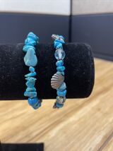 Vintage Lot of 2 Blue Puka Shell Beach Retreat Bracelets Hawaii Hippie KG - $19.80