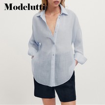 Modelutti 2022 New Spring Summer Fashion Long Sleeve Single-breasted Lapel Shirt - £96.23 GBP