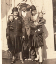 Man With Two Women Photograph Vintage Photo Antique Fashion1 - £9.72 GBP