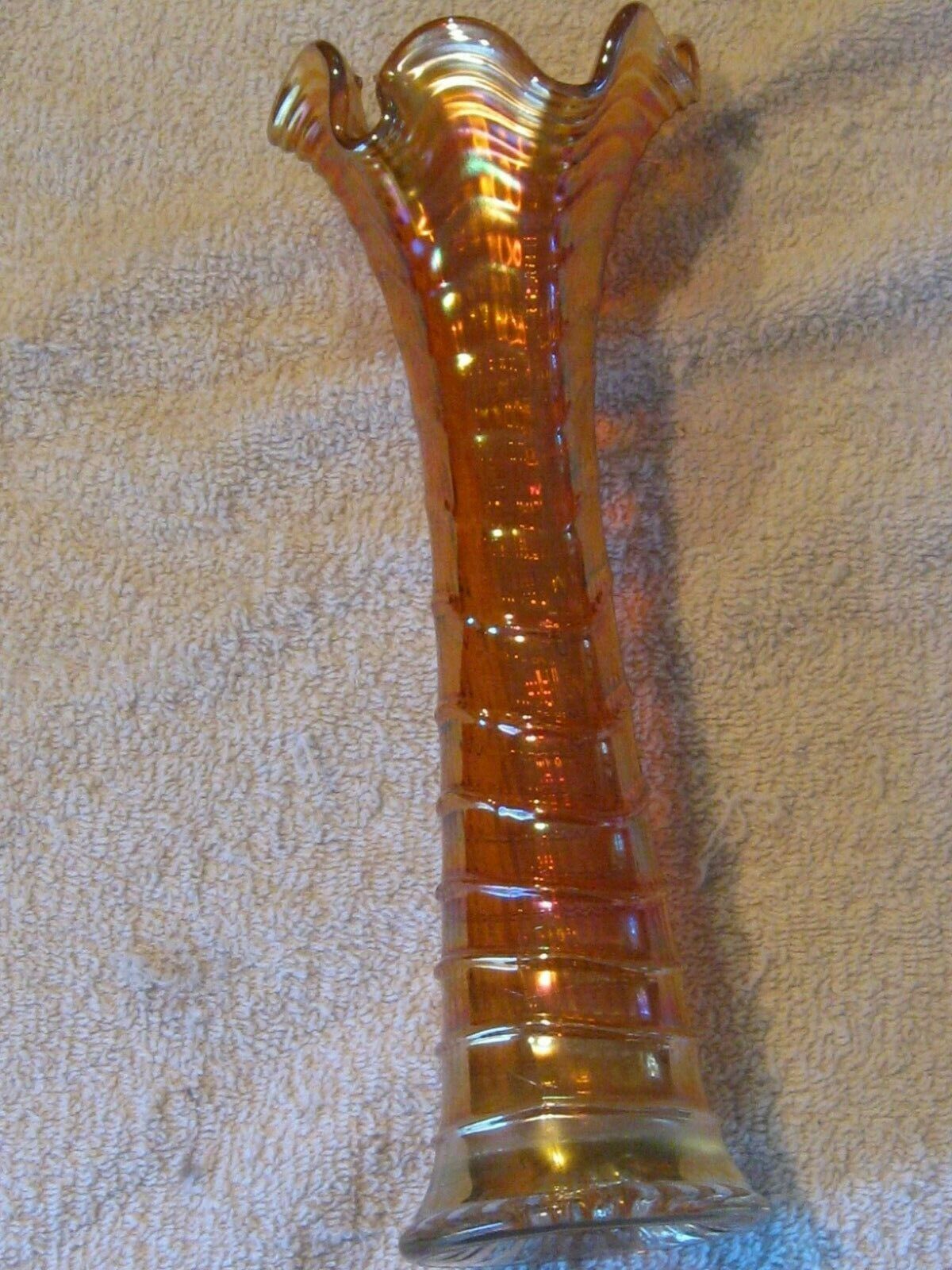 Carnival Imperial Glass 'Ripple' Vase Marigold 11 inches Imperial Glass - $74.25