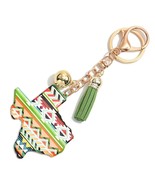 Green Yellow Aztec Southwestern State of Texas Tassel Keychain Bag Charm - $281.08 MXN