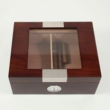 Bey-Berk Lacquered"Walnut" Wood Humidor 60 Cigars and Humidistat Hygrometer - $149.95