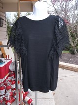 Nwt Cable&amp;Gauge Black Lace Sleeves Top 1X - £15.92 GBP