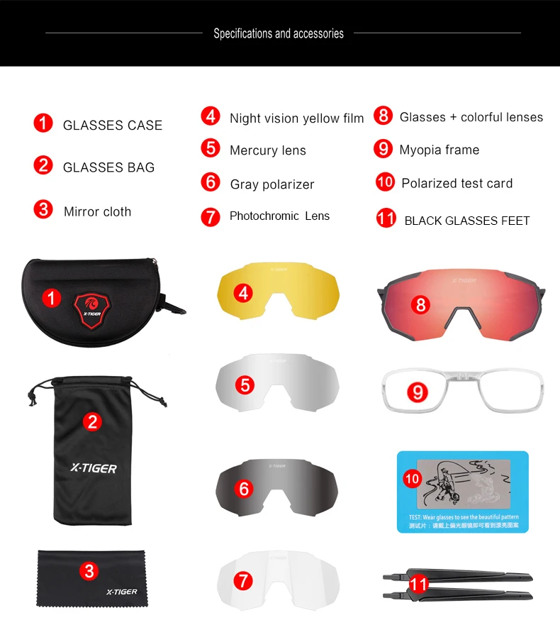 Sporting X-TIGER Photochromic Cycling Eyewear Myopia Frame UV400 Men Road Bike G - $84.00