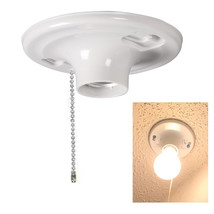 1 Ceiling Mount Light Bulb Socket Lamp Holder Pull Chain Fixture Fit Med... - $26.99