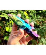 Natural Titanium Aura Quartz Athame – Rainbow Obsidian Knife for Jewelry... - $23.26+