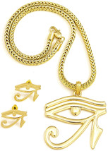 Eye Of Ra New Necklace with Earrings Pendant Set 18 Inch Long Egyptian Horus - £19.13 GBP