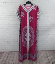 Love Sahara Kaftan Dress Womens XL Pink Floral Short Sleeve V Neck Dress... - £19.73 GBP