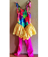 Multicolor Sequin Floral Leotard with Yellow Skirt Pink Leggings Dance C... - $24.00