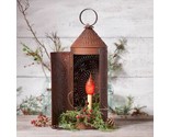 Primitive Colonial Chimney 22&quot; Lantern with Chisel Design in Rustic Tin ... - $104.95