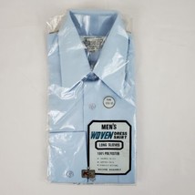 Vintage K-Mart Men&#39;s Dress Shirt 15.5/33 Long Sleeve Blue Polyester  NOS... - $17.99