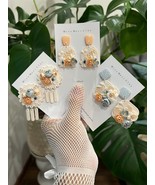Floral clay earrings. Gift for her. - $79.99