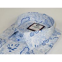 Men's Shirt By CASILA Turkey Cotton Blend Long Sleeves 501700-01 Blue Floral image 5