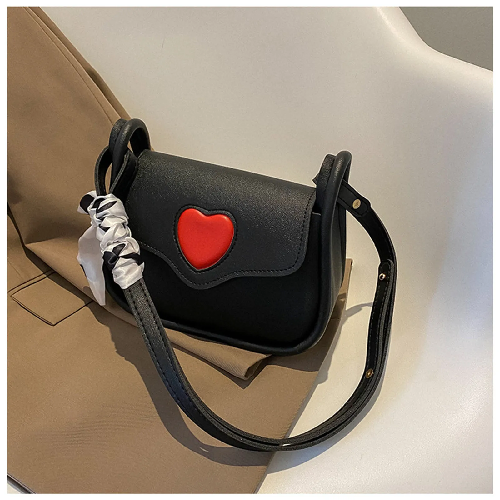 Fashionable Pink Love Retro Saddle Bag Niche Design Shoulder Bag Versati... - $17.99