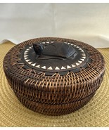 Indonesian LOMBOK ISLAND Wood Carved Turtle Trinket Box with mother of p... - €19,50 EUR