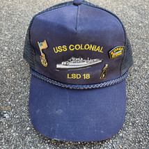 USS Colonial LSD 18 US Navy Blue Snapback Trucker Hat w. 4 Collector Pin... - £13.65 GBP
