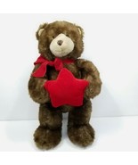GUND Brown Teddy Bear Plush Red Star Ring Jewelry Holder Bow Stuffed Animal - £17.13 GBP