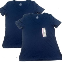 2 PACK Super Soft Navy Blue Essential V-neck Tee T-Shirt Short Sleeve - £9.89 GBP+