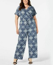 Style &amp; Co Plus Size Printed Wide-Leg Jumpsuit in Power Scarf 1X New Wit... - £17.97 GBP