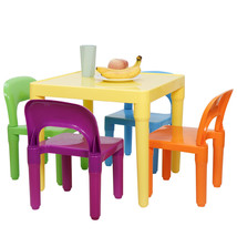 Kidstable 4 Chair Play Build Table Set For Indoor Activity Outdoor Water Play - £74.33 GBP