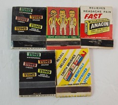 Lot of 5 Vintage RARE Advertising Match Books Tums Pep Boys RX etc Mixed... - $14.84
