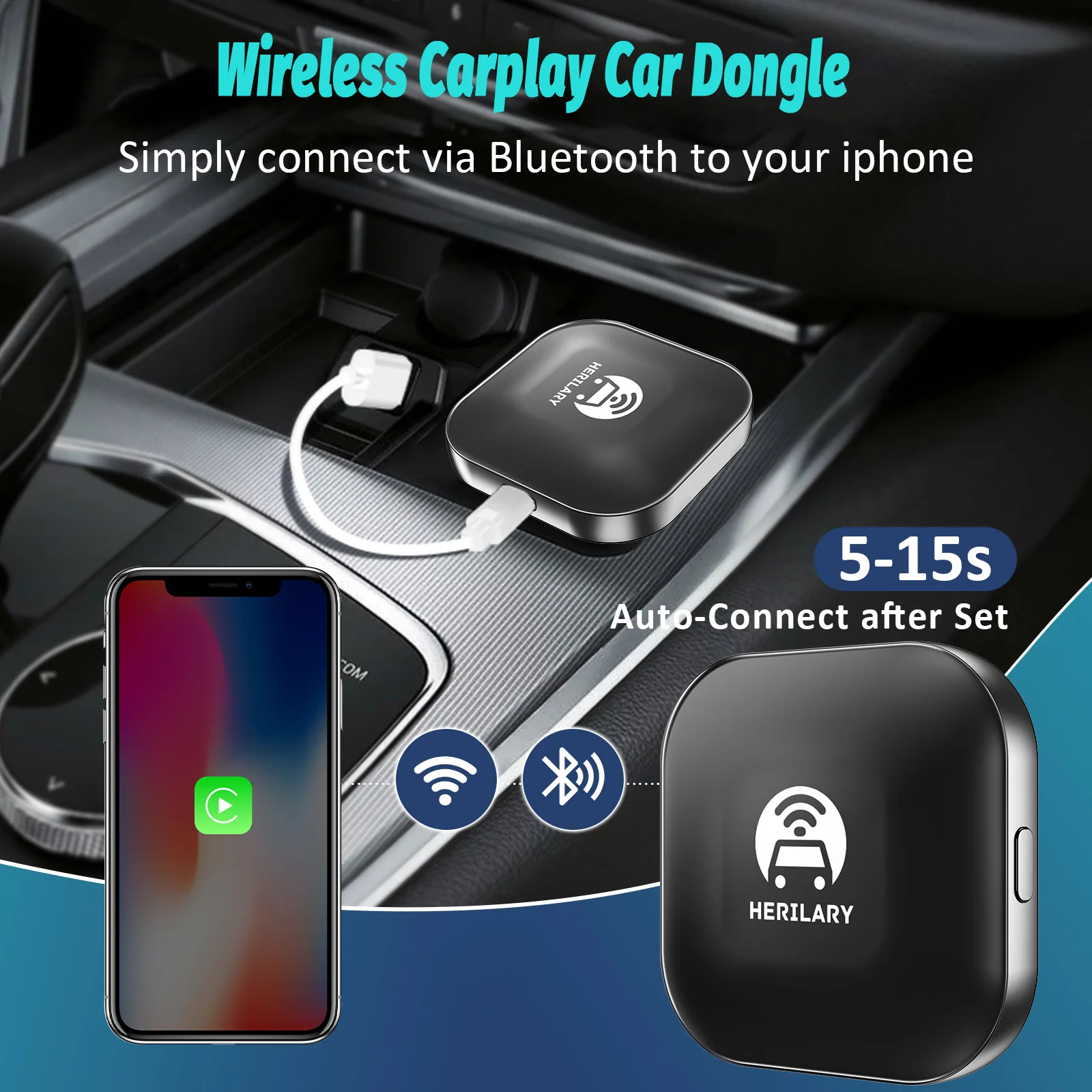 Leranda New UpdateC1 Wired to Wireless CarPlay Adapter for lPhone Wireless Auto - £35.56 GBP+