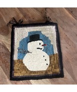 PRIMITIVE RUG HOOKING HOOKED SNOWMAN PANEL 12&quot;h 10.5&quot;w - $617.83 MXN