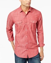 49$ INC Men&#39;s Textured Chambray Button Front Shirt ,Color:Banner Red, Si... - £20.35 GBP