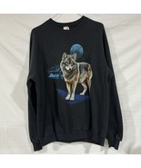 VTG 80s LSJ Sportswear Wolf Moon Sweatshirt Sz XXL 28 Long 21 Across Kan... - $66.69