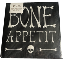 Halloween Paper Lunch Napkins Black 40 ct Pack Bone Appetit 6.5x6.5&quot; Black - $19.57