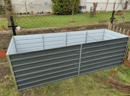 Outdoor Garden Patio Large Gray Galvanized Steel Raised Bed Planter Flow... - £142.80 GBP
