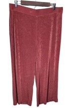 Chicos Travelers Pants Womens 2(12-14) Pink Slinky Pull On Cropped Wide Leg - $28.99