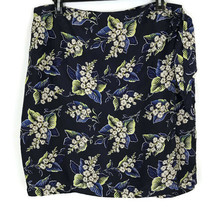 The Avenue Skirt Size 22 Blue Floral Faux Wrap 100% Silk Lined Casual or Career - £15.57 GBP