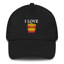 Fries Embroidery Dad Hat I Love French Fries Lover Baseball Cap Cute Black - £23.46 GBP