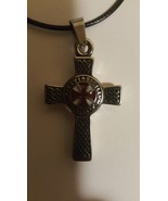 Knights Templar Double Side Cross on Black Necklace  - $27.99