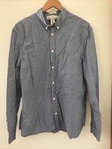 H&amp;M LOGG Blue White Checkered Gingham Mens Button Up Shirt Regular XL 50&quot; - $24.74