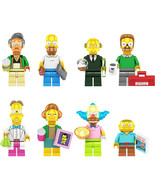 8Pcs The Simpsons Minifigures Arp Homer Kosti Flink Ralph Mini Building Blocks - $25.89