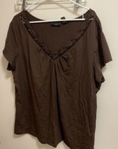 Apostrophe Women’s Shirt Brown V Neck 20 22 W New Bust 54” - £4.59 GBP