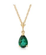 Lab Grown Emerald Pear Shape Pendant Necklace, 9K Solid Gold, 1 Carat, 1... - $356.39+