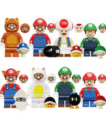 8Pcs Super Mario Minifigures Assembled Building Blocks Figures Kids Toys... - $25.97 CAD