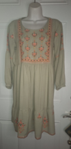 Anubhutee Womens Olive Green Ethnic Motifs Embroidered Dress Size Medium - $9.49